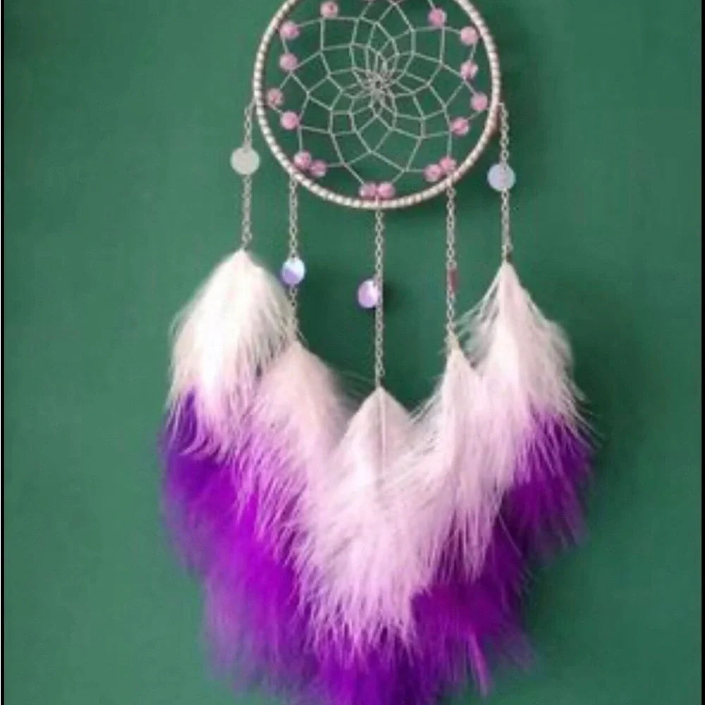 Purple and White Feather Dreamcatcher Wall Decor
